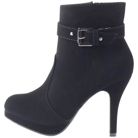 Women’s Buckle Strap High Heel High Ankle Boots & Side Zipper | Stiletto Booties - Picture 6 of 6